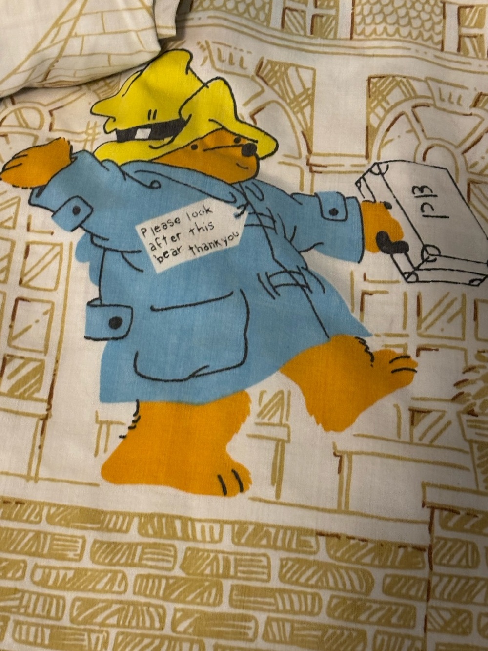1980 Eden Toys Paddington Bear Vintage Twin Fitted,flat And 2 Pillow Cases